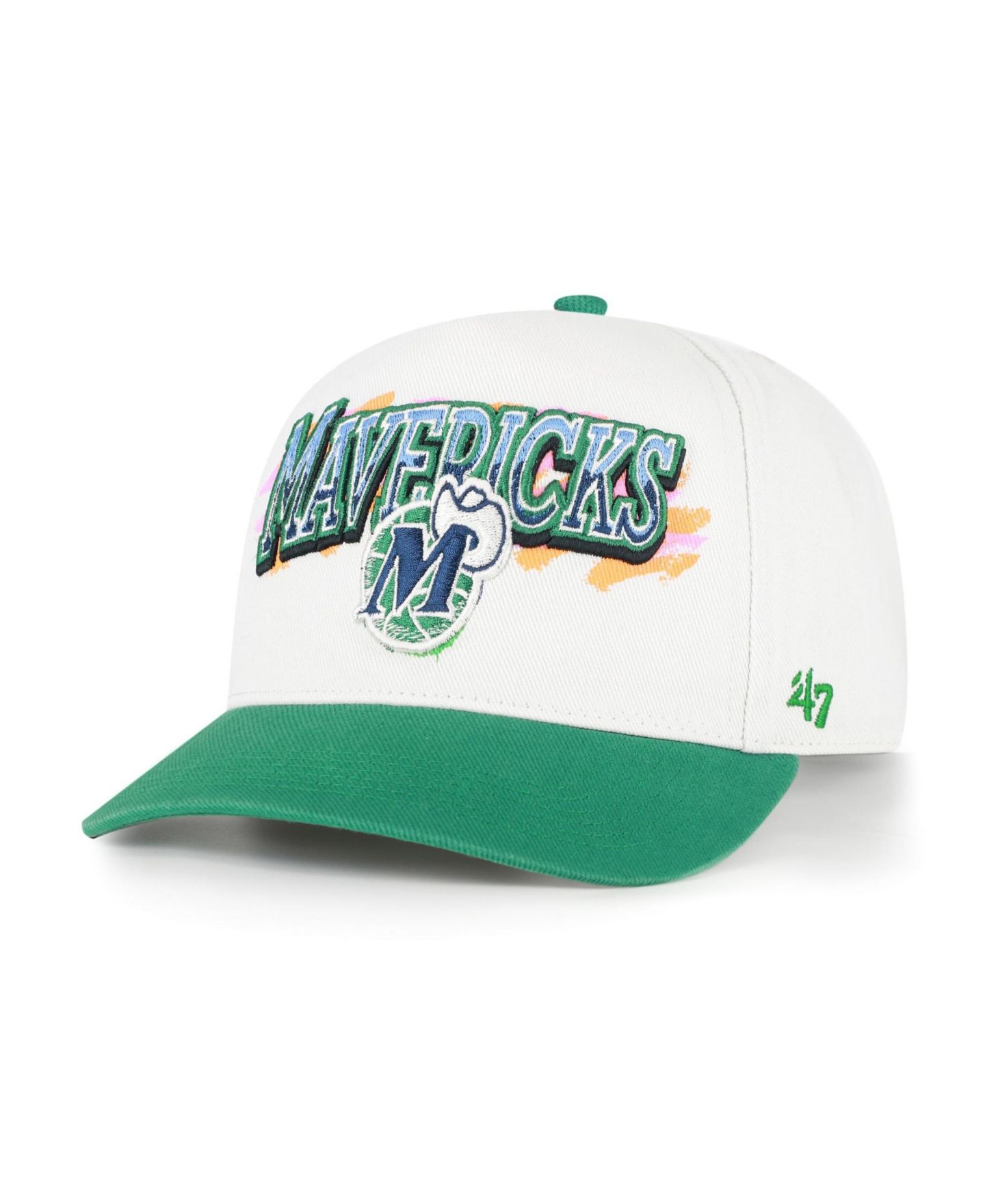 Мужская кепка '47 Brand Cream/Green Dallas Mavericks City Paint Hitch Adjustable Hat — фото 1