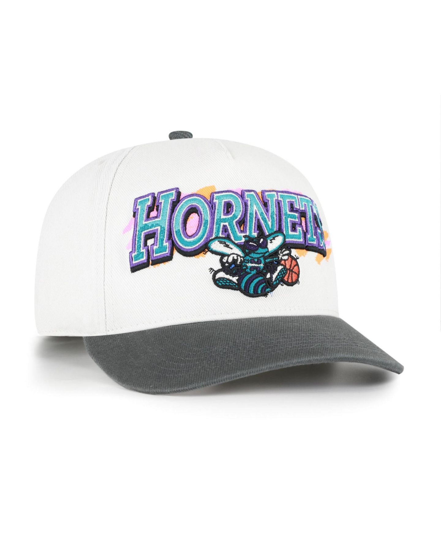 Мужская кепка '47 Brand Cream/Black Charlotte Hornets City Paint Hitch Adjustable Hat — фото 2