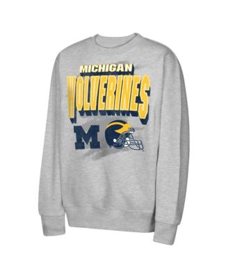 Big Boys' and Girls' Heather Gray Michigan Wolverines Wild Card Fleece Sweatshirt