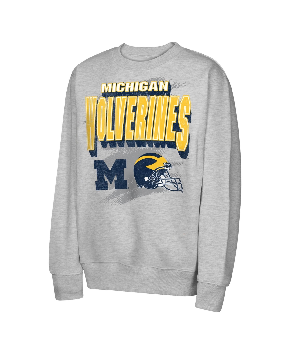 Outerstuff Big Boys' and Girls' Heather Gray Michigan Wolverines Wild Card Fleece Sweatshirt - Heather Gray