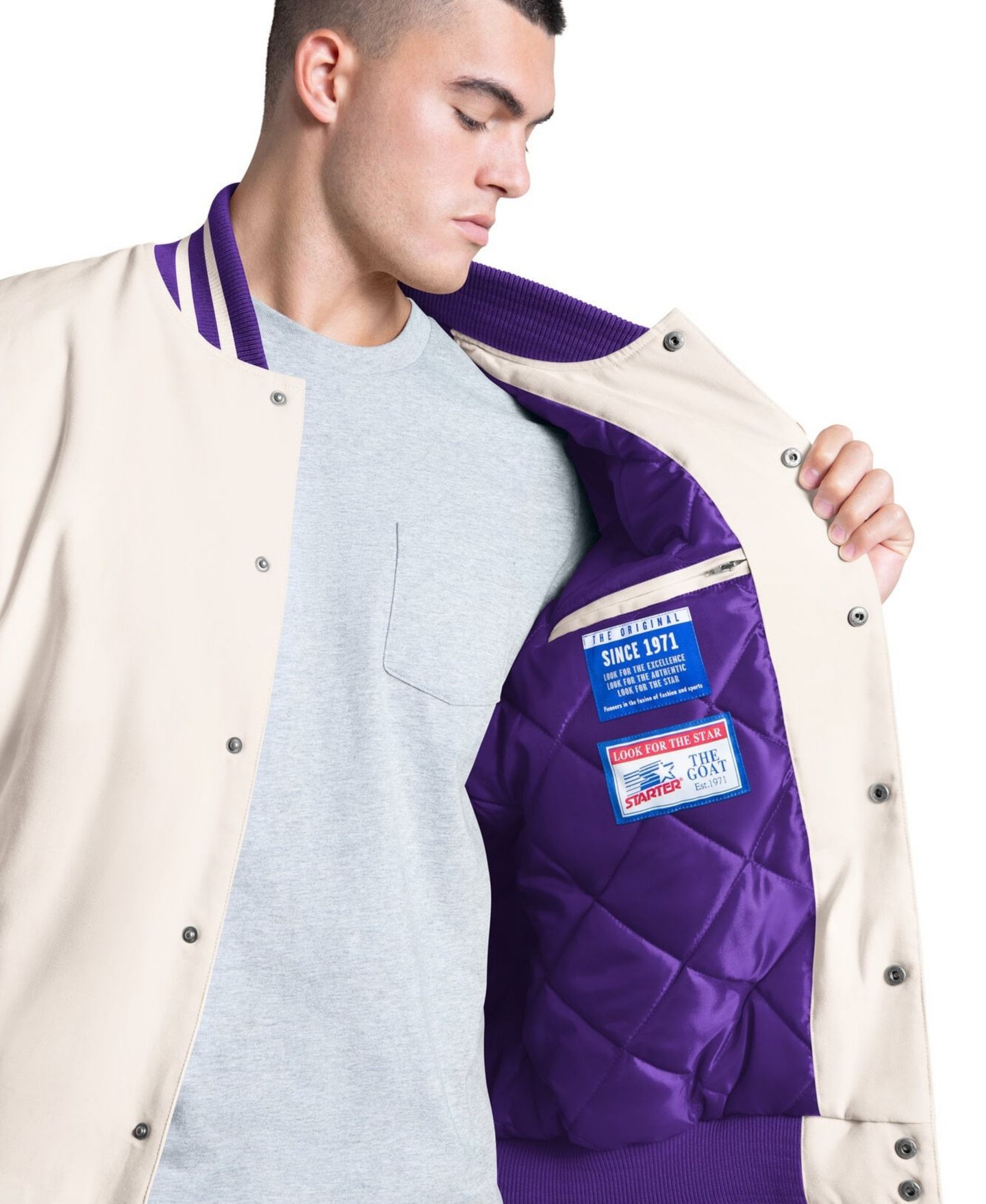 Мужская куртка Starter White LSU Tigers Spectator Varsity Full Snap — фото 3