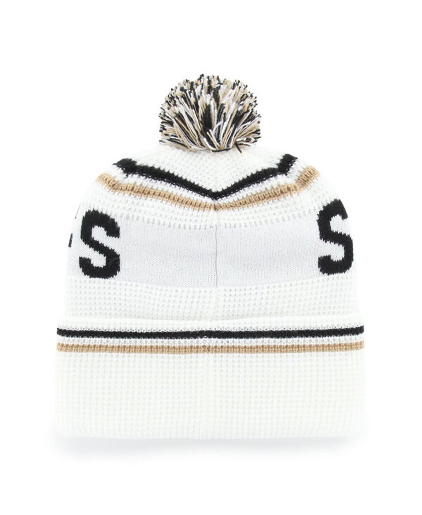 Головной убор '47 Brand White Colorado Buffaloes Quattrle Waffle Cuffed Knit Pom Hat — фото 2