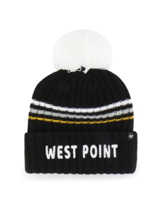 Women's Black Army Black Knights Seasonal Fuzzy Script Big Pom Knit Hat