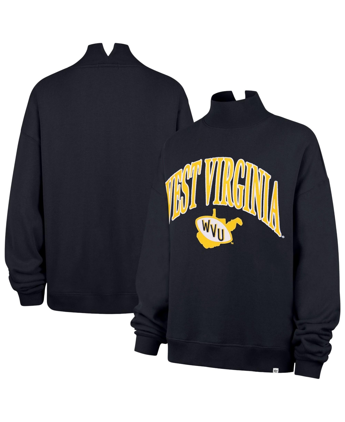 '47 Brand Women's Navy West Virginia Mountaineers Mock Neck Sweatshirt - Navy
