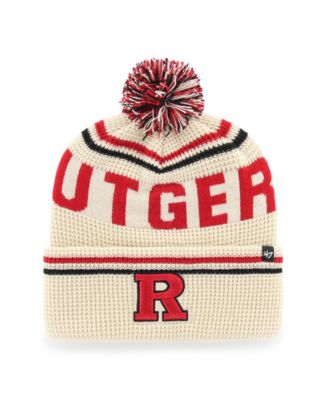 Men's and Women's Cream Rutgers Scarlet Knights Quattrle Waffle Cuffed Knit Pom Hat