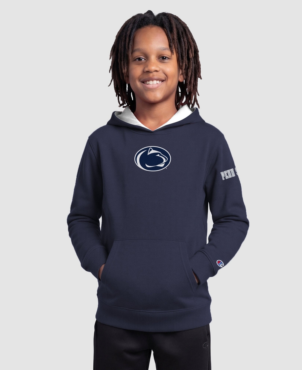 Champion Big Boys' and Girls' Navy Penn State Nittany Lions Fleece Hoodie - Navy, White