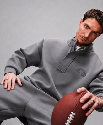 Men's Gray San Francisco 49ers Core Logo Luxe Stein 1/4 Zip Pullover