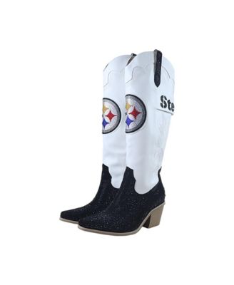 Women's White Pittsburgh Steelers Crystal Cowboy Boots