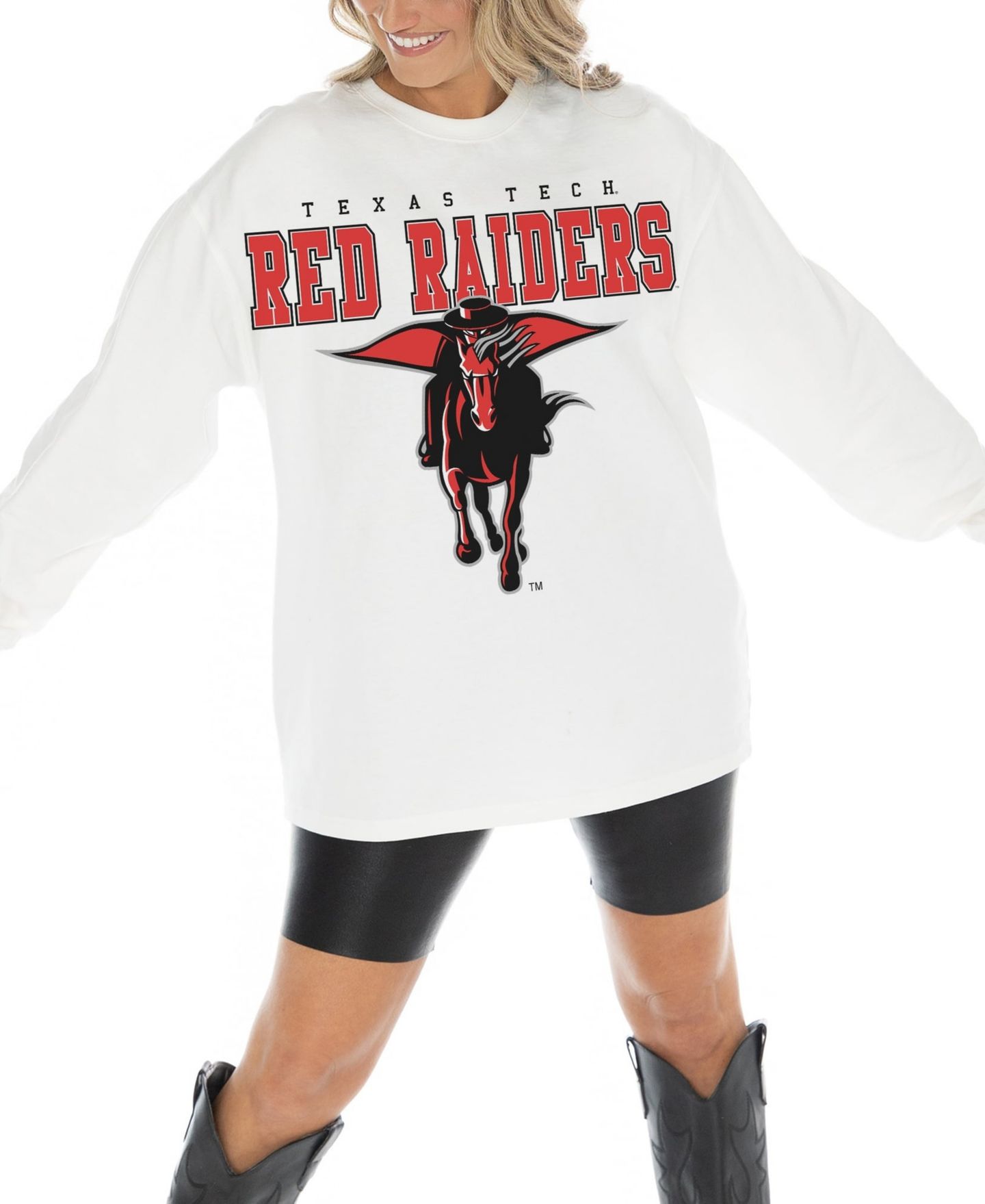 Женская футболка Gameday Couture White Texas Tech Red Raiders Big Goals Oversized Long-Sleeve — фото 2