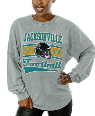 Women's Gray Jacksonville Jaguars Snow Wash Oversized Long-Sleeve T-Shirt