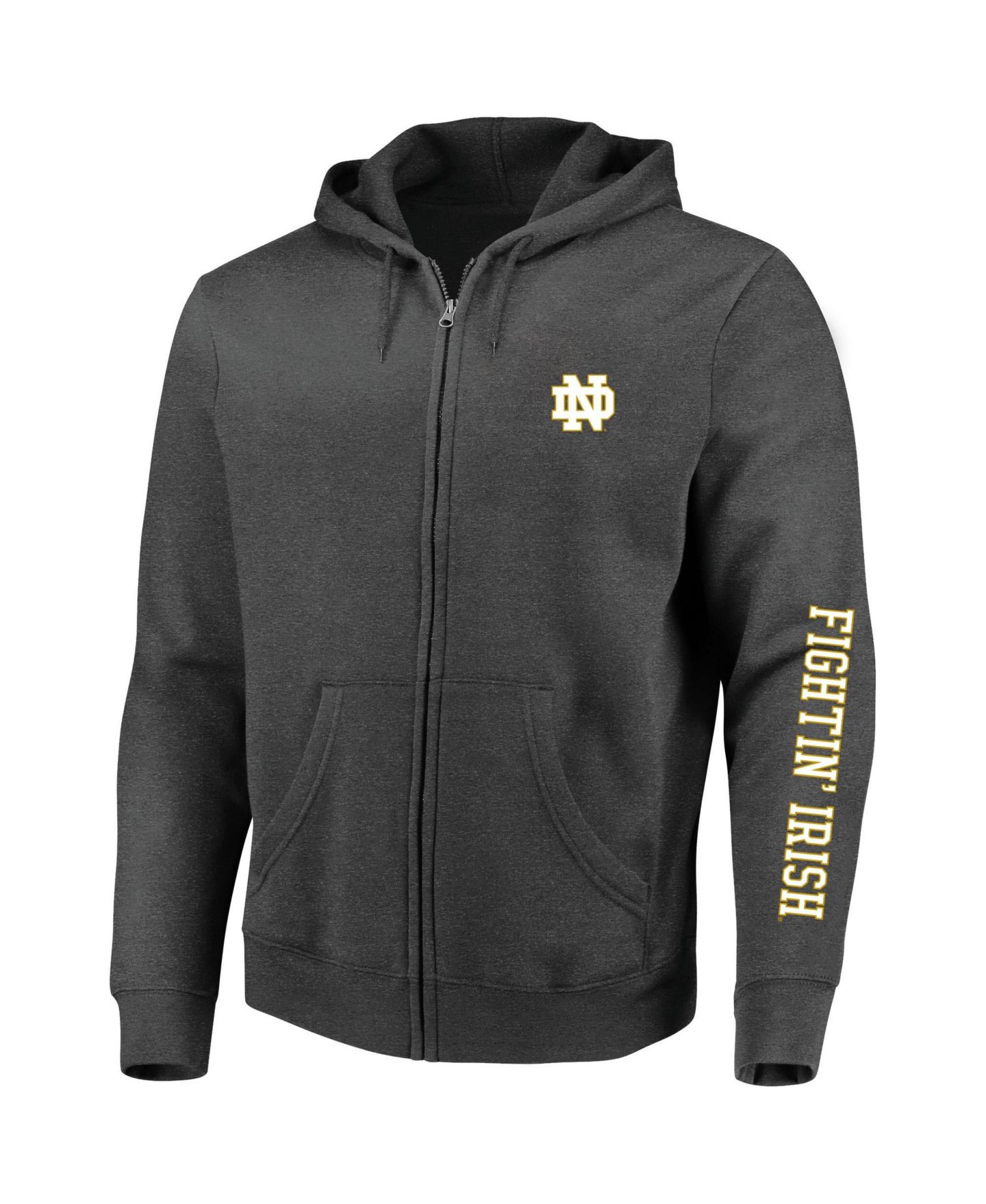 Мужское худи Profile Heather Charcoal Notre Dame Fighting Irish Big & Tall Full-Zip — фото 1