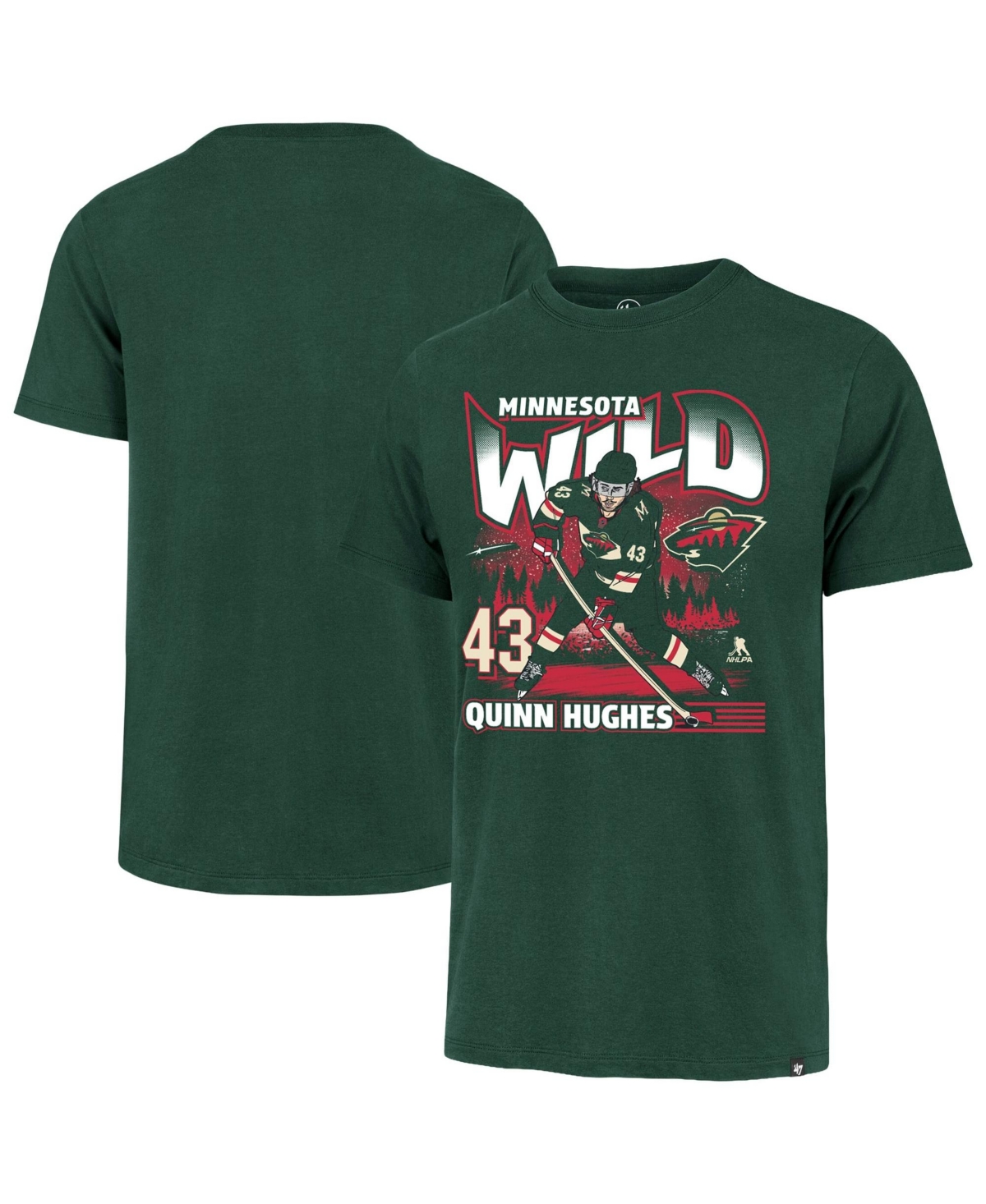'47 Brand Men's Quinn Hughes Green Minnesota Wild City Name & Number T-Shirt - Green