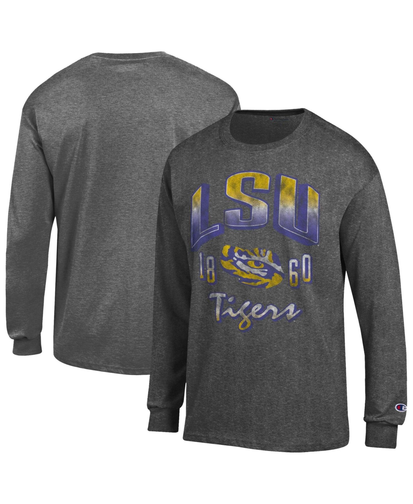 Мужская футболка Champion Heather Charcoal LSU Tigers Bold Long-Sleeve — фото 1