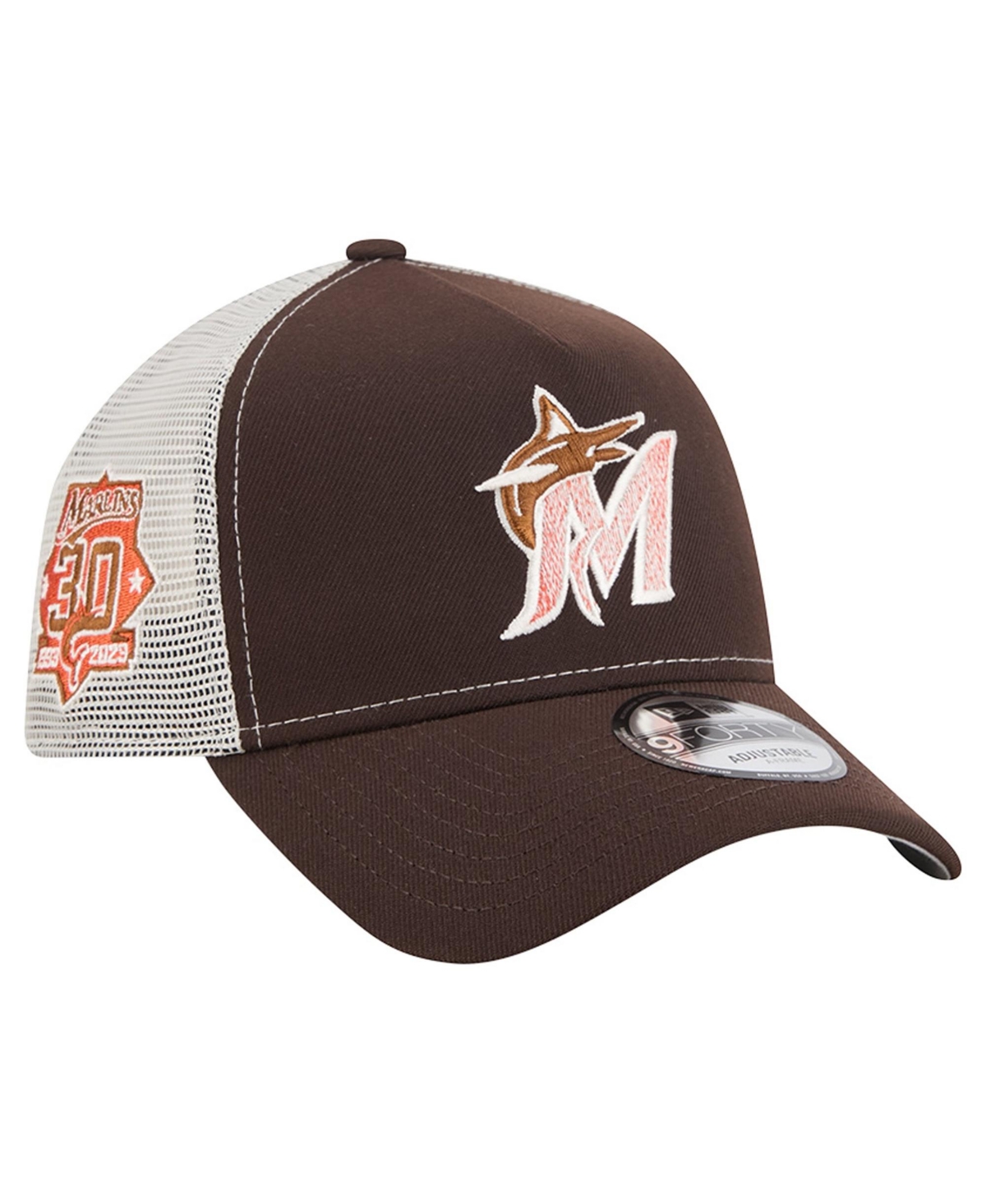 New Era Men's Brown Miami Marlins Pumpkin Spice 9FORTY A-Frame Adjustable Trucker Hat - Brown