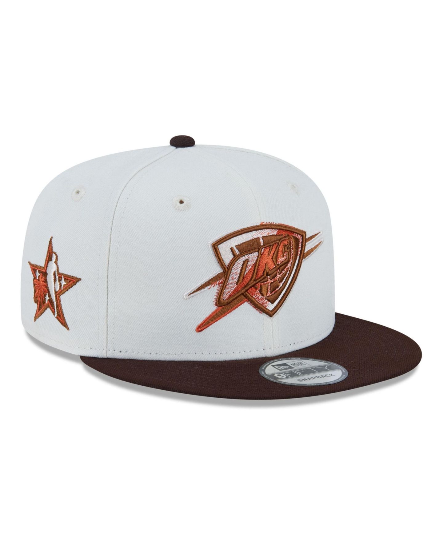 Мужская кепка New Era White Oklahoma City Thunder Pumpkin Spice 9FIFTY Snapback Hat — фото 1
