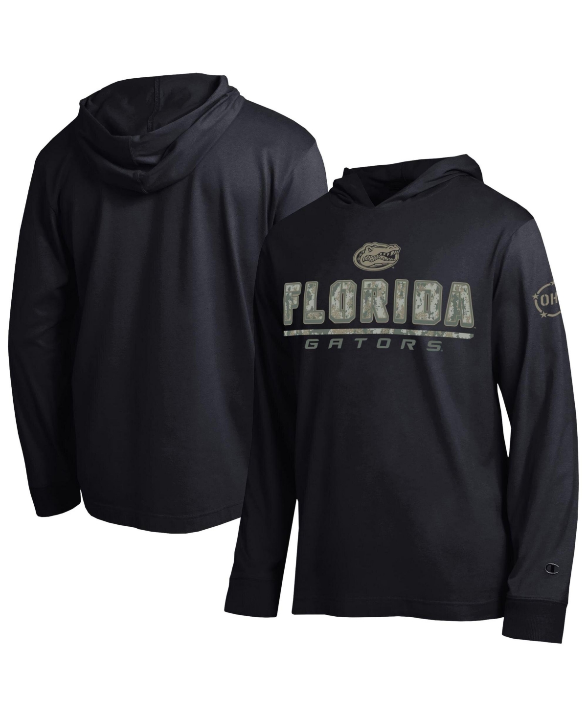 Champion Men's Black Florida Gators Operation Hat Trick Camo Script Hooded Long-Sleeve T-Shirt - Black