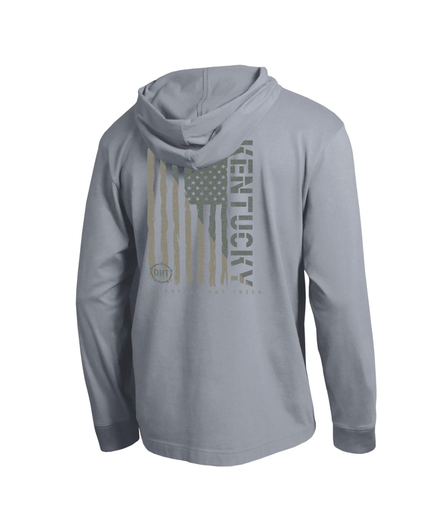 Мужская футболка Champion Heather Gray Kentucky Wildcats Operation Hat Trick Flag Hooded Long-Sleeve — фото 3