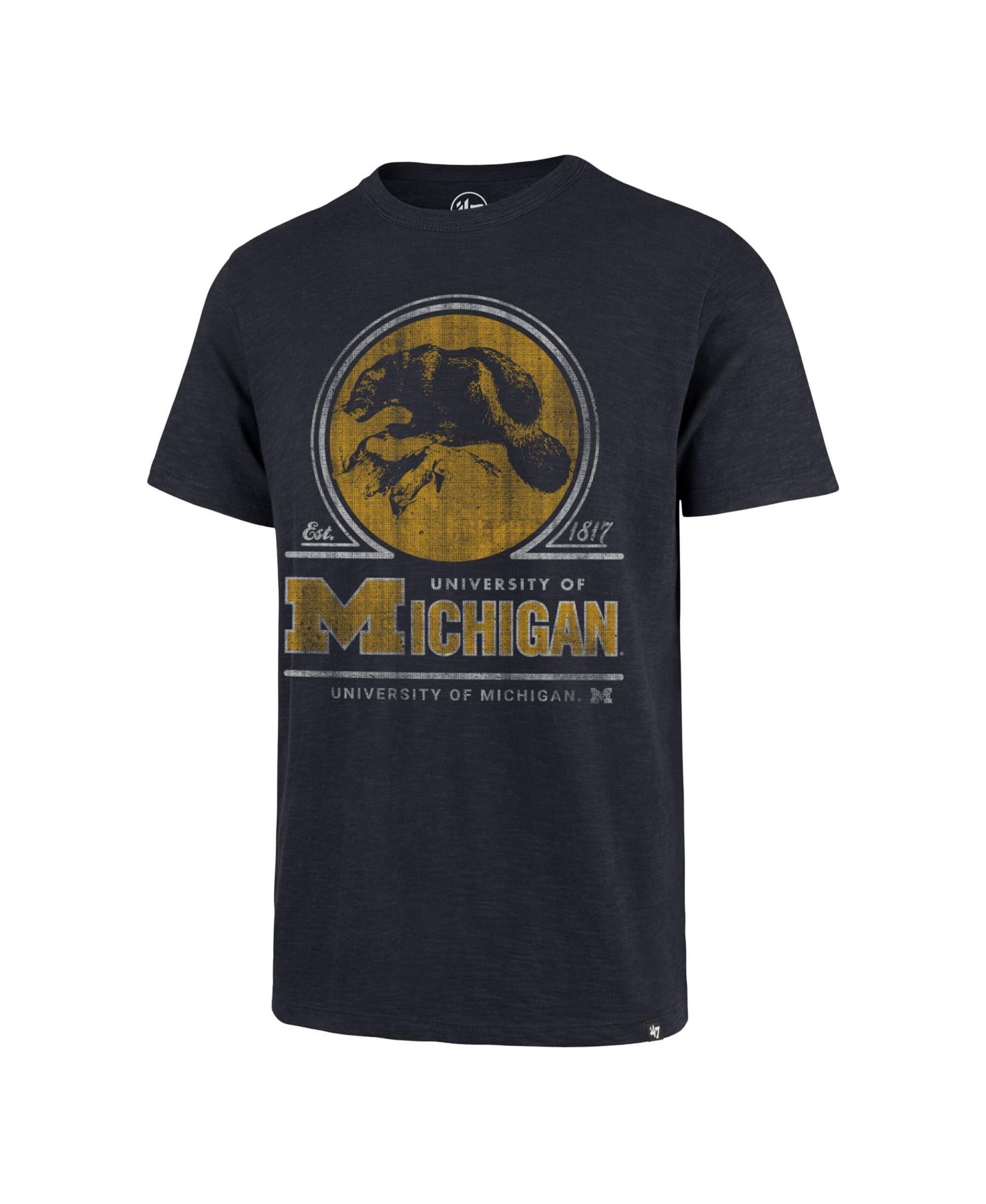 Мужская футболка '47 Brand Navy Michigan Wolverines Emblem Mark Scrum — фото 2