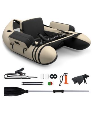 Inflatable Fishing Float Tube with Pump Storage Pockets and Fish Ruler, for Indoor or Outdoor Sports Training and Recreation