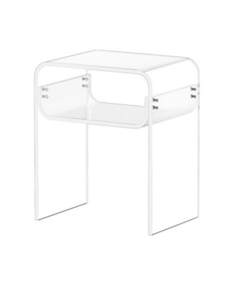 Clear Acrylic End Table with Storage Shelf and Modern Design