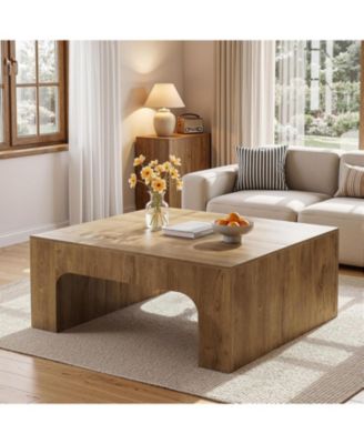 39" Square Wooden Coffee Table, Farmhouse for Living Room