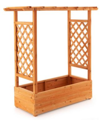 Raised Garden Bed with Trellis or Climbing Plant and Pot Hanging, for Camping, Travel and Outdoor Recreation