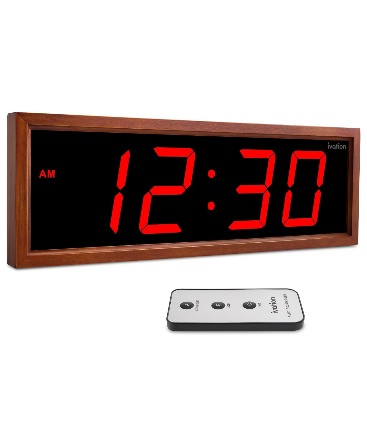 Ivation 18" Led Display Auto-Dimming Remote Control Wall Clock