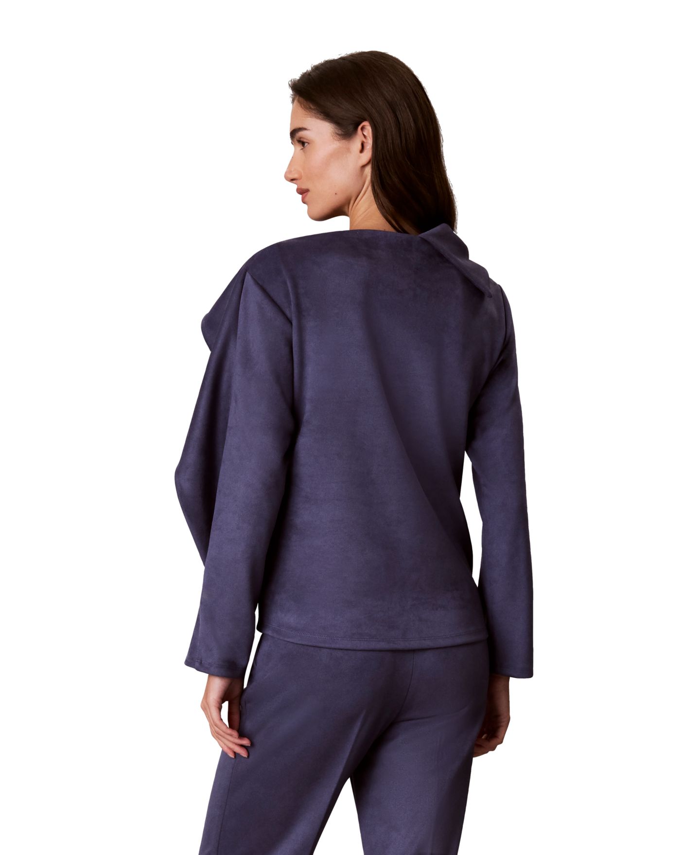 Женский свитер Calvin Klein Boat Neck Long-Sleeve Asymmetrical Pullover, цвет: Nightshade — фото 5