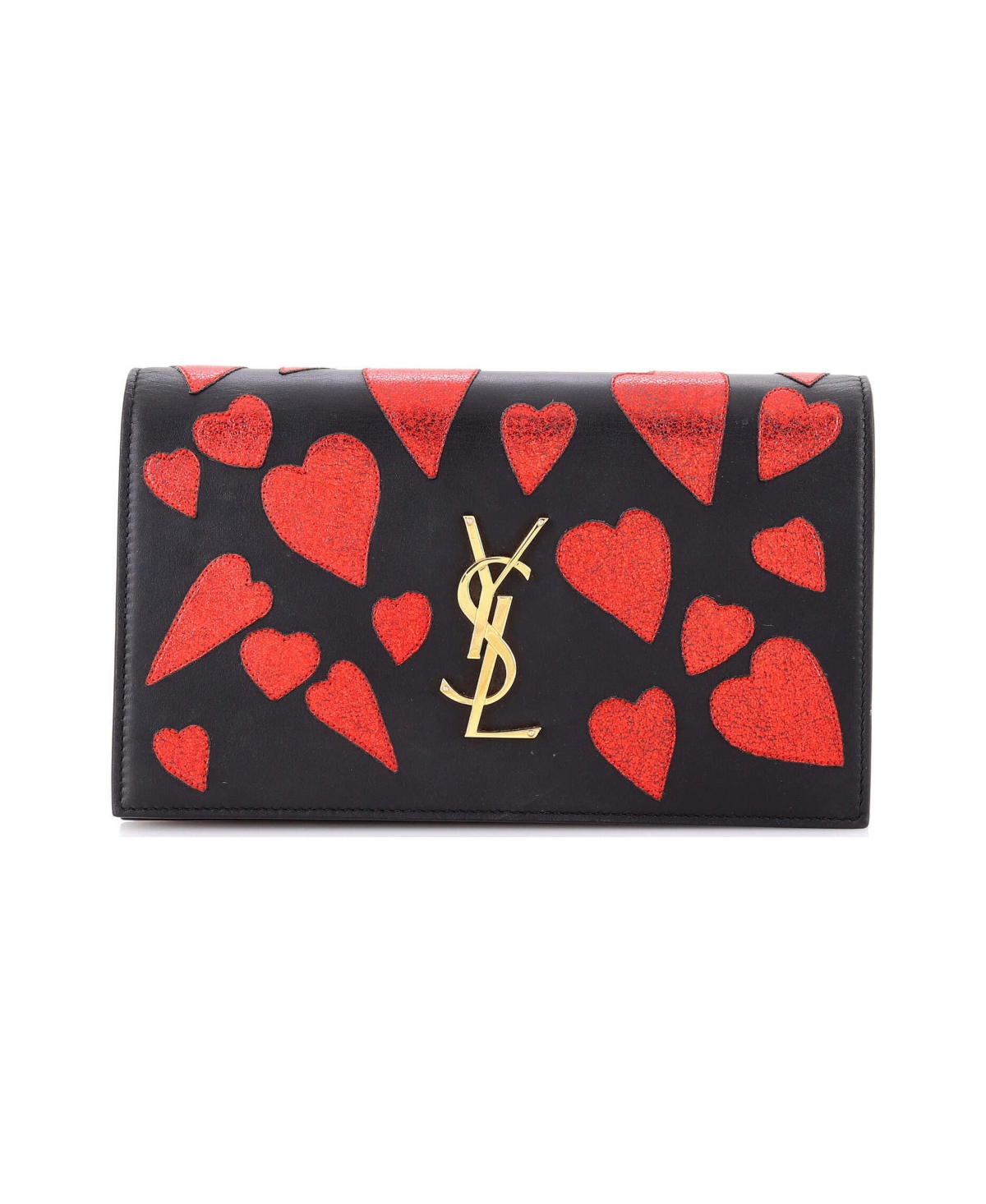 Pre-Owned Saint Laurent Large Classic Monogram Clutch Patchwork Leather - Black