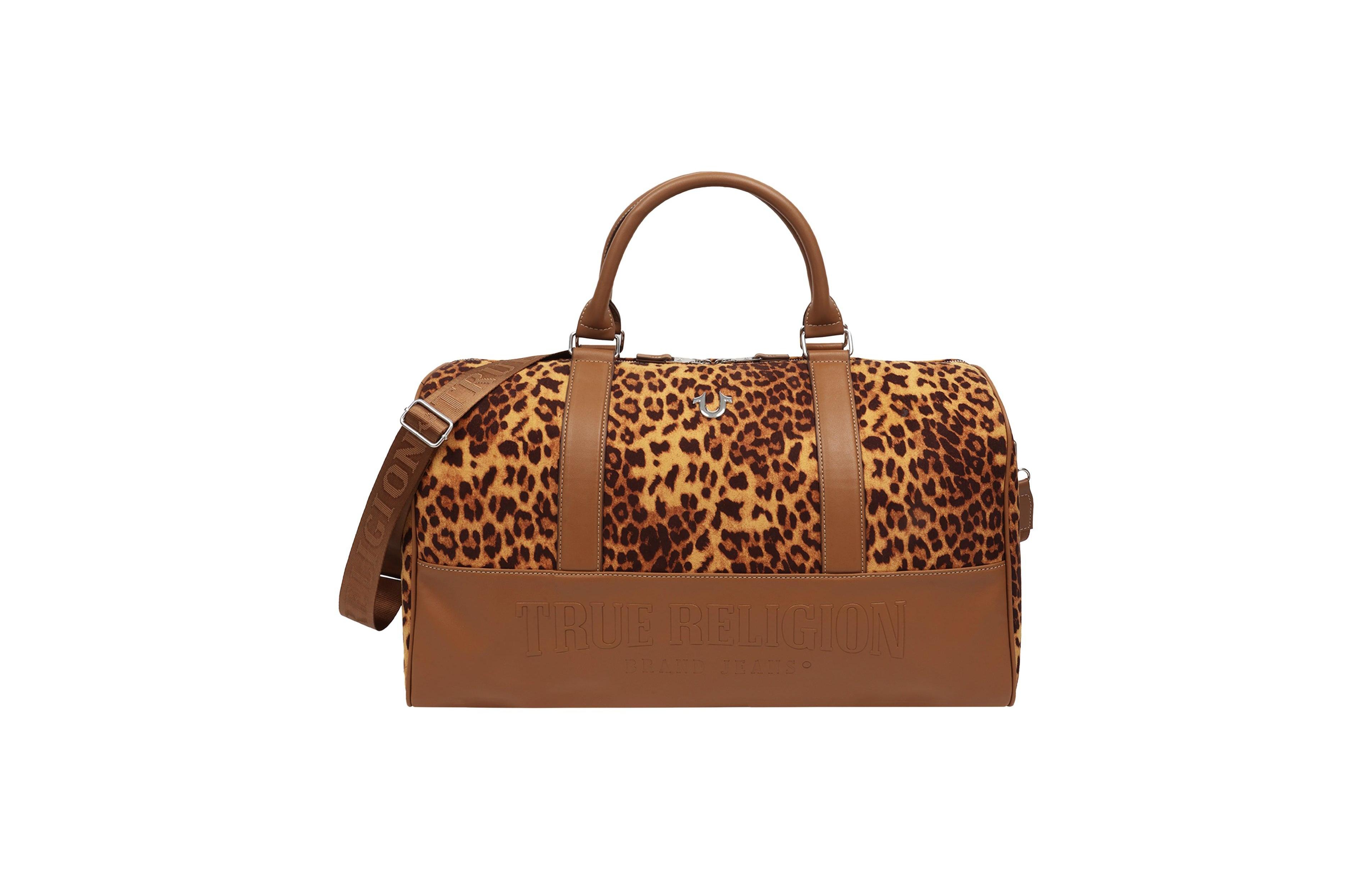 True Religion Leopard Polyurethane Weekender Bag
