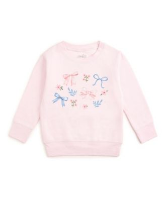 Toddler Girls' 2T-5T Floral and Bow Watercolor Sweatshirt