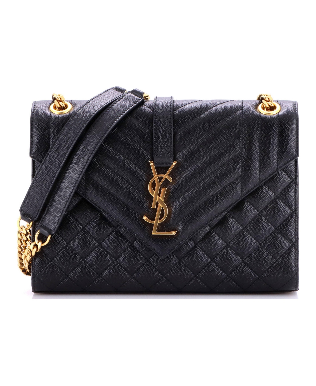 Pre-Owned Saint Laurent Medium Classic Monogram Envelope Satchel Mixed Matelasse Leather - Black