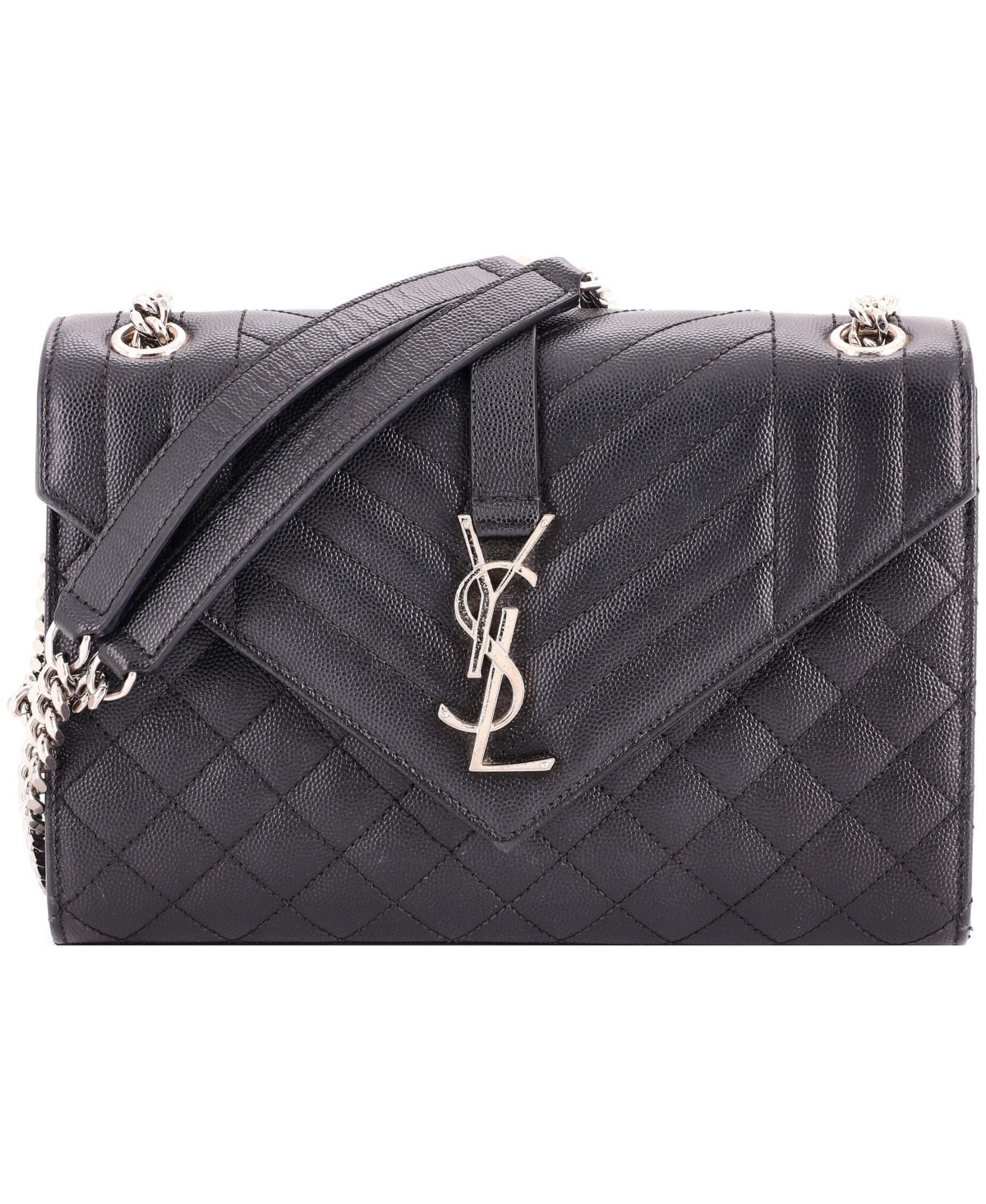 Pre-Owned Saint Laurent Medium Classic Monogram Envelope Satchel Mixed Matelasse Leather - Black