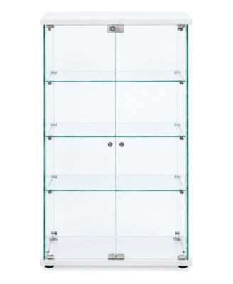 Framed Glass Display Cabinet with Lockable Doors and 3 Shelves