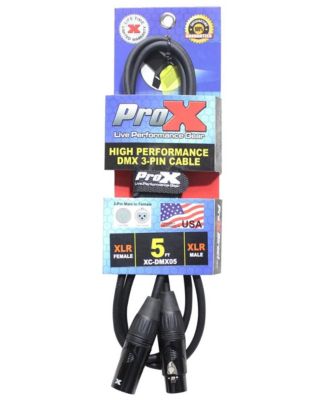 XC-DMX05 3-Pin DMX XLR3-M to XLR3-F Oxygen-Free Copper Cable, 5 ft.