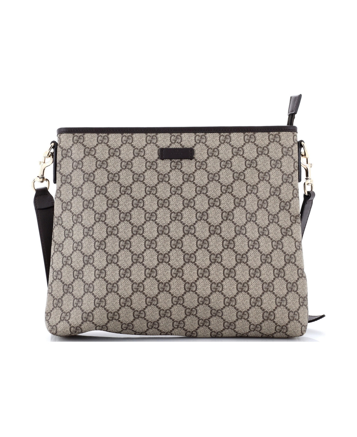 Pre-Owned Gucci Medium Zip Top Messenger Bag Gg Coated Canvas - Brown