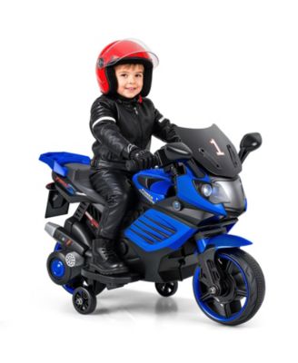 6V Electric Ride-On Motorcycle with LED Headlights & Detachable Training Wheels, 55 lbs Capacity, Ages 3+