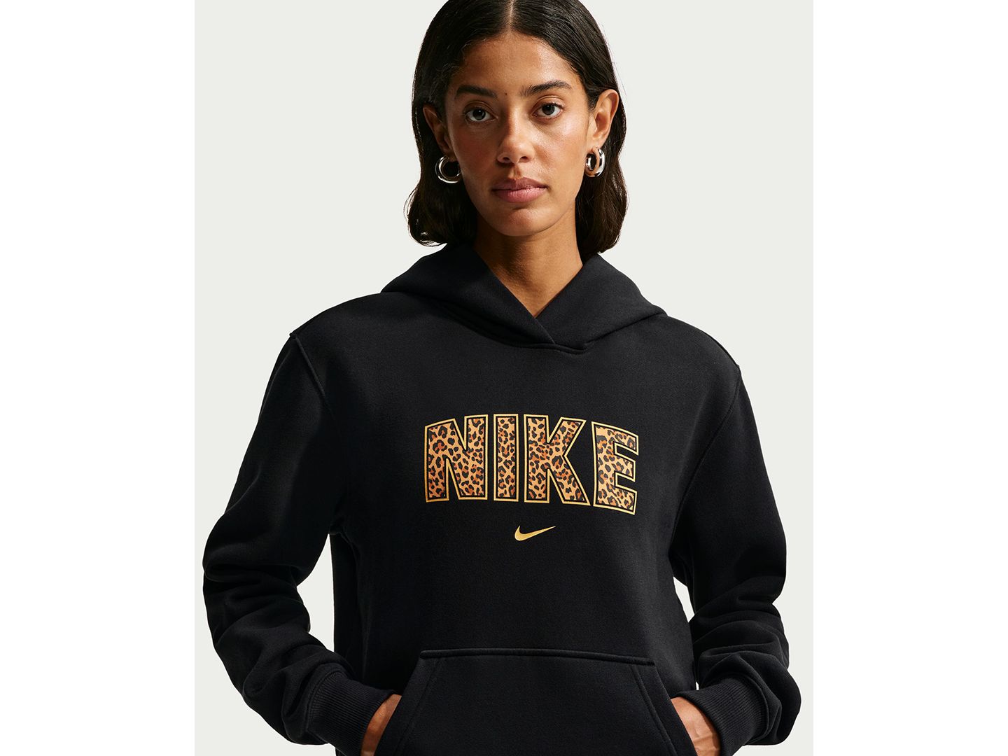 Женское худи Nike Studio Fleece Medium-Weight Pullover, цвет: Чёрный — фото 2
