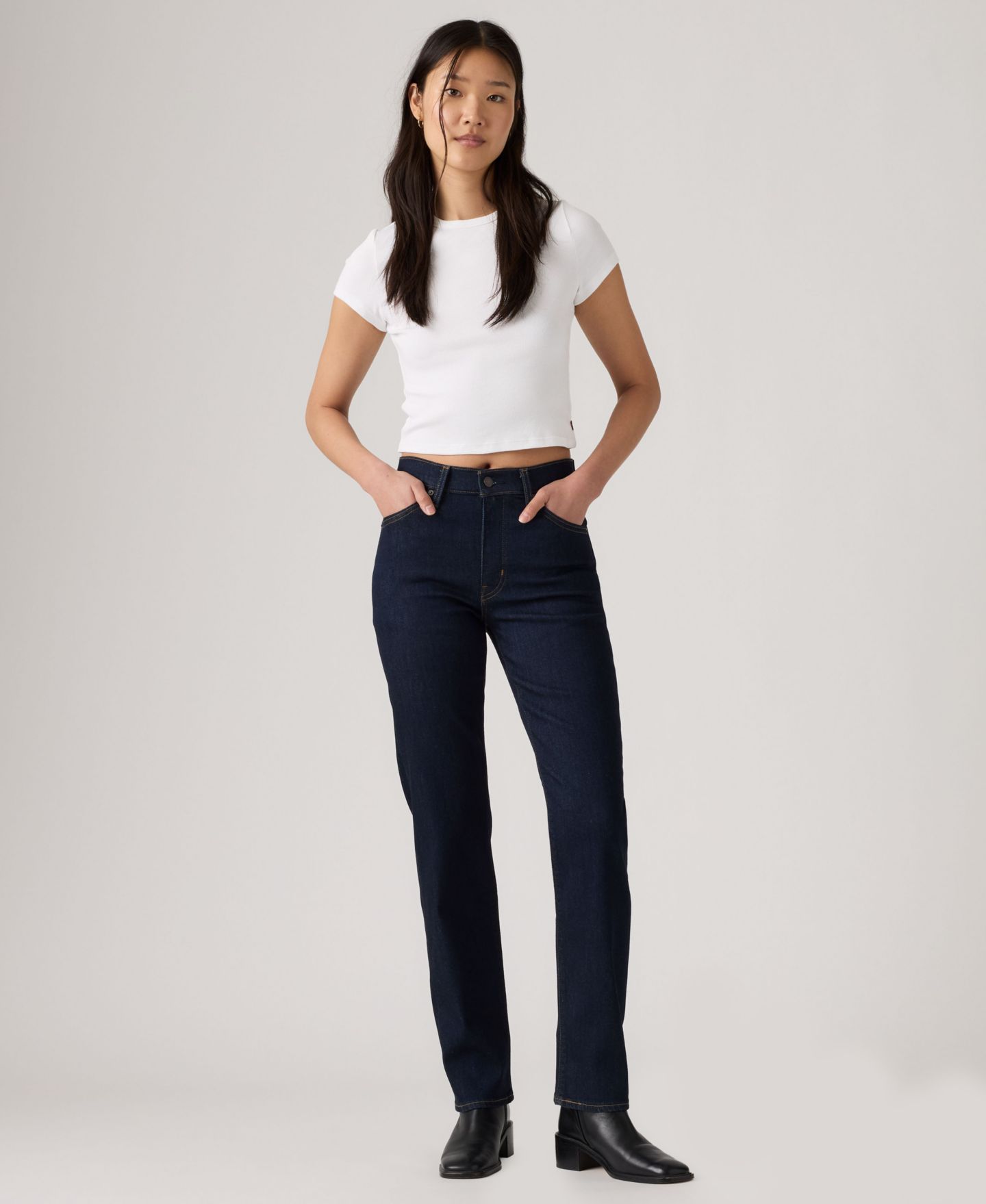 Женские джинсы Levi's Premium 722 High-Rise Slim Stretch Denim, цвет: Насыщенный синий, вариант 1 — фото 2