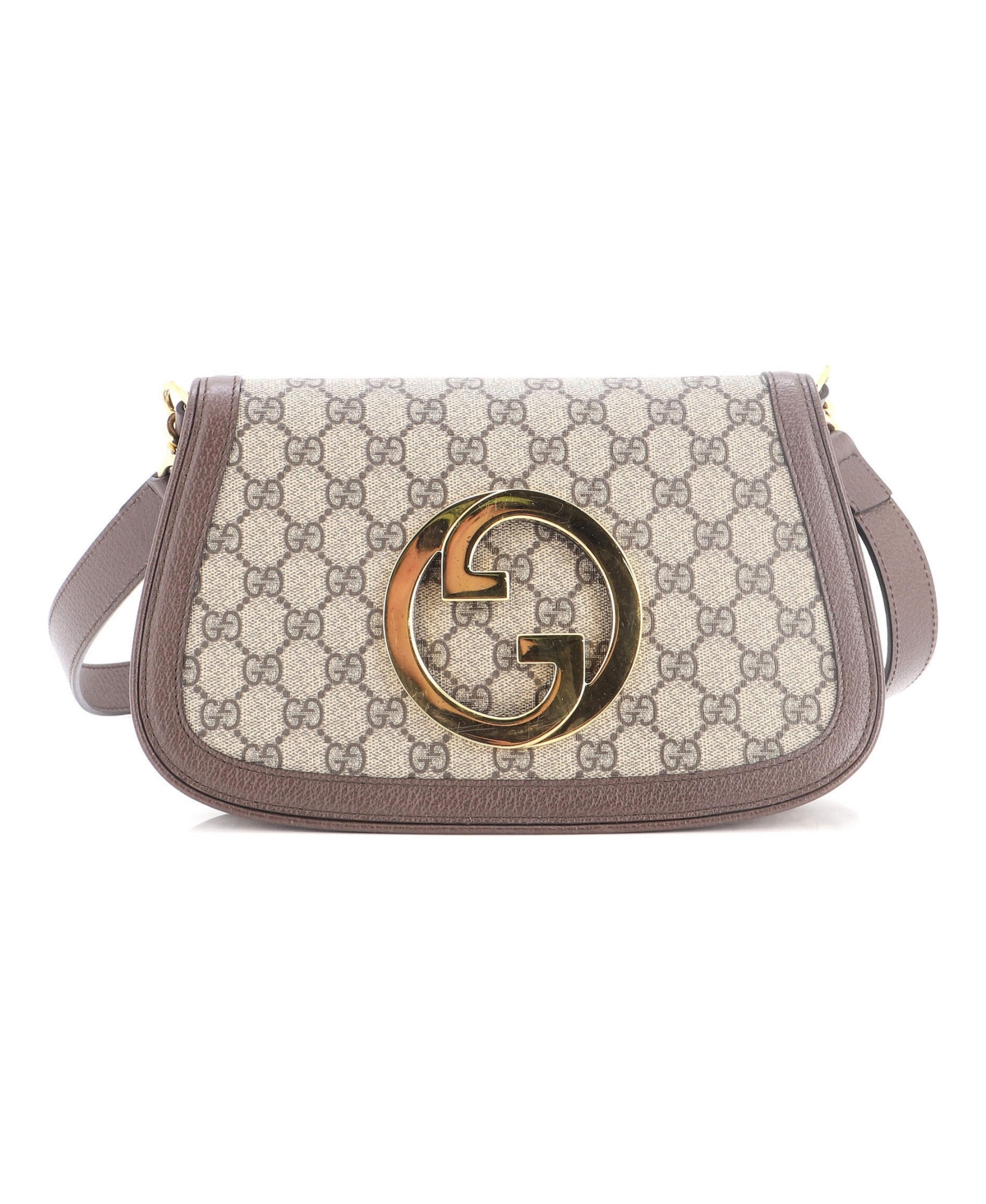 Pre-Owned Gucci Small Blondie Nm Chain Flap Bag Gg Coated Canvas - Brown