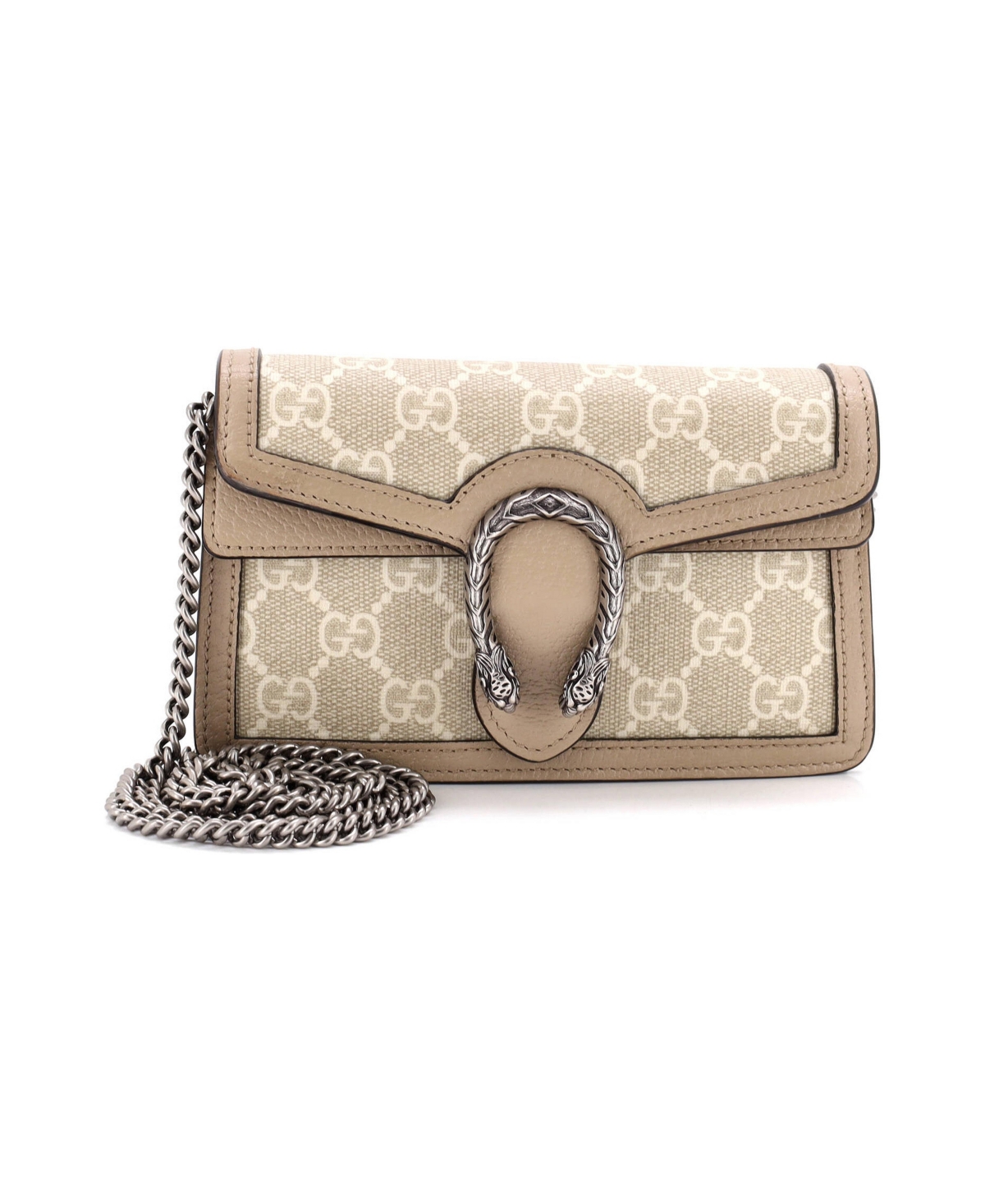 Pre-Owned Gucci Super Mini Dionysus Bag Gg Coated Canvas with Leather - Natural