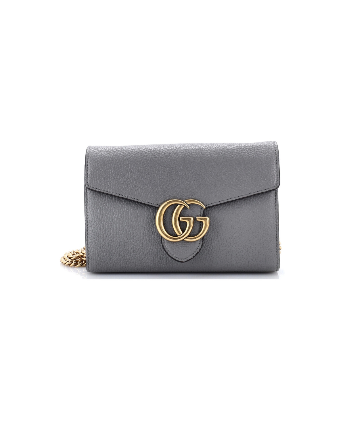 Pre-Owned Gucci Mini Gg Marmont Chain Wallet Leather - Grey