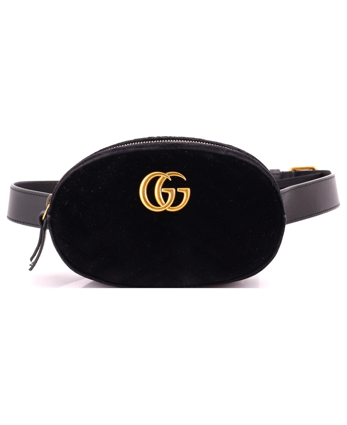 Pre-Owned Gucci Gg Marmont Belt Bag Matelasse Velvet - Black