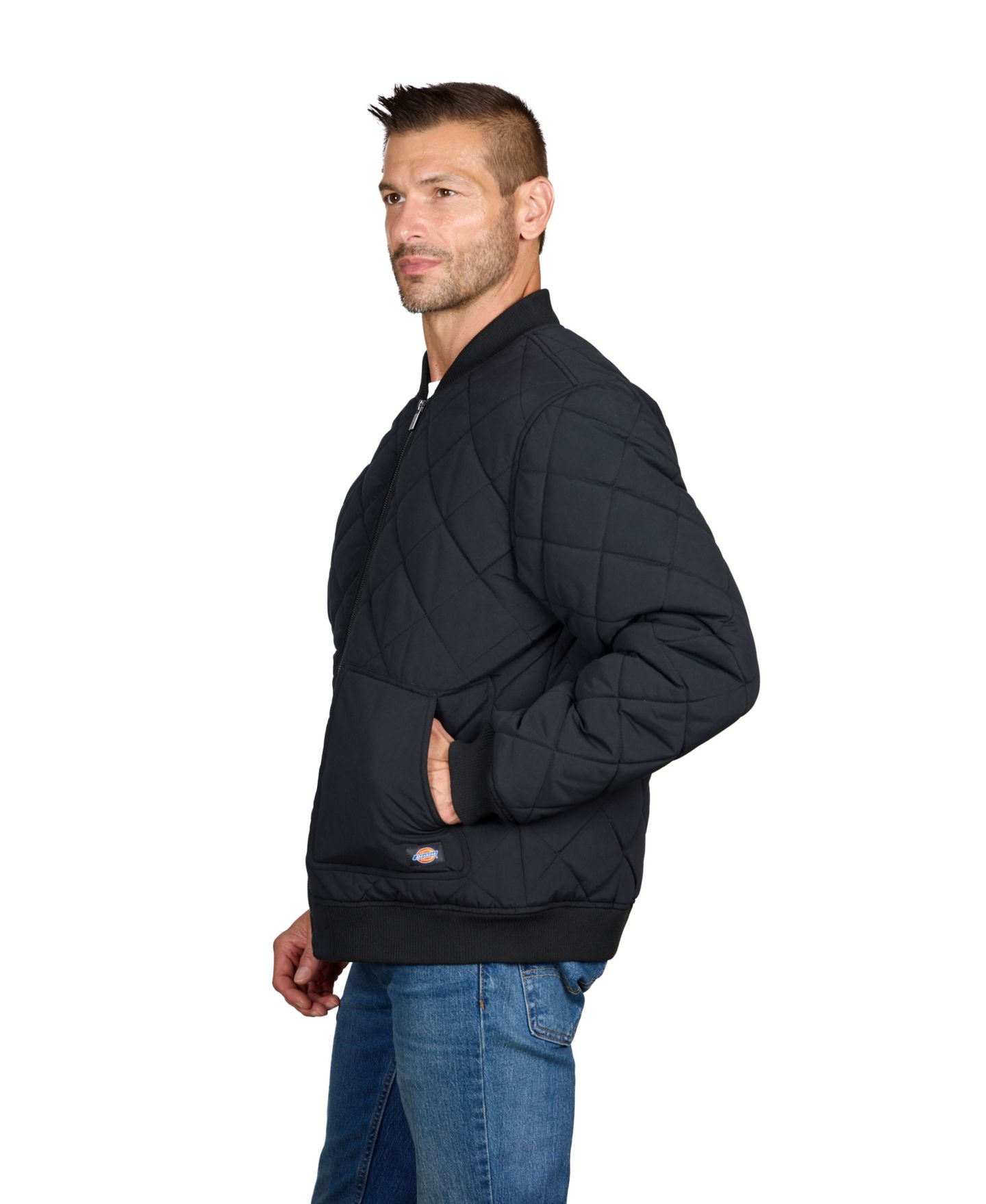 Мужская куртка Dickies Diamond Quilted Regular-Fit Bomber, цвет: Чёрный — фото 3