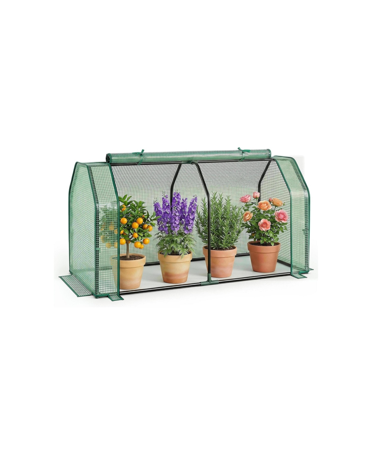 Sugift Outdoor Portable Mini Greenhouse with Pe Cover and Zippered Door for Vegetables - Green