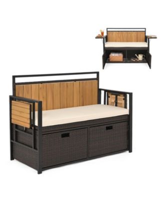 48 in Outdoor Storage Bench with 2 Folding Side Tables
