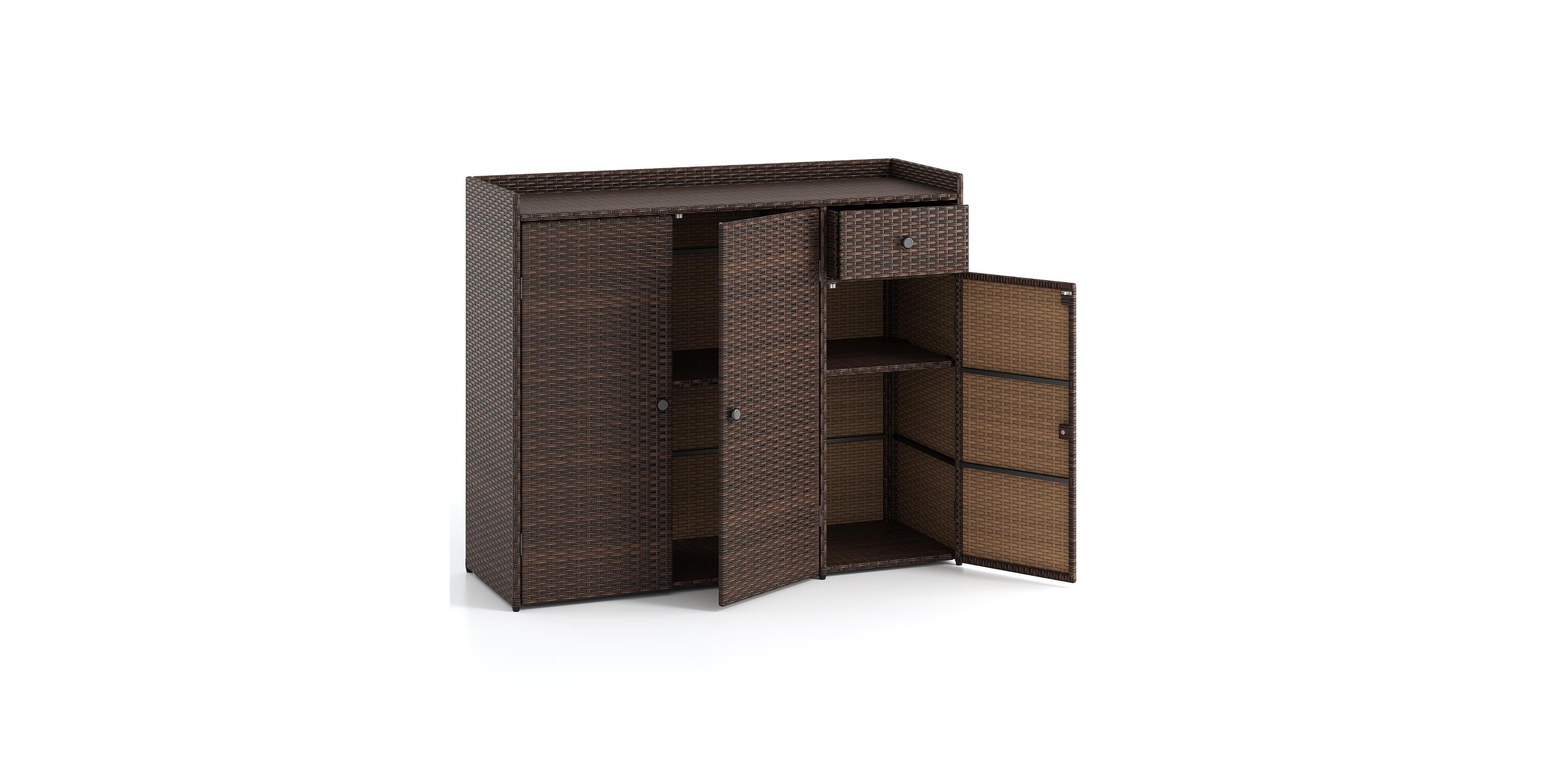 Mecale 48 in Rattan Outdoor Sideboard Cabinet with Drawer and 3 Doors