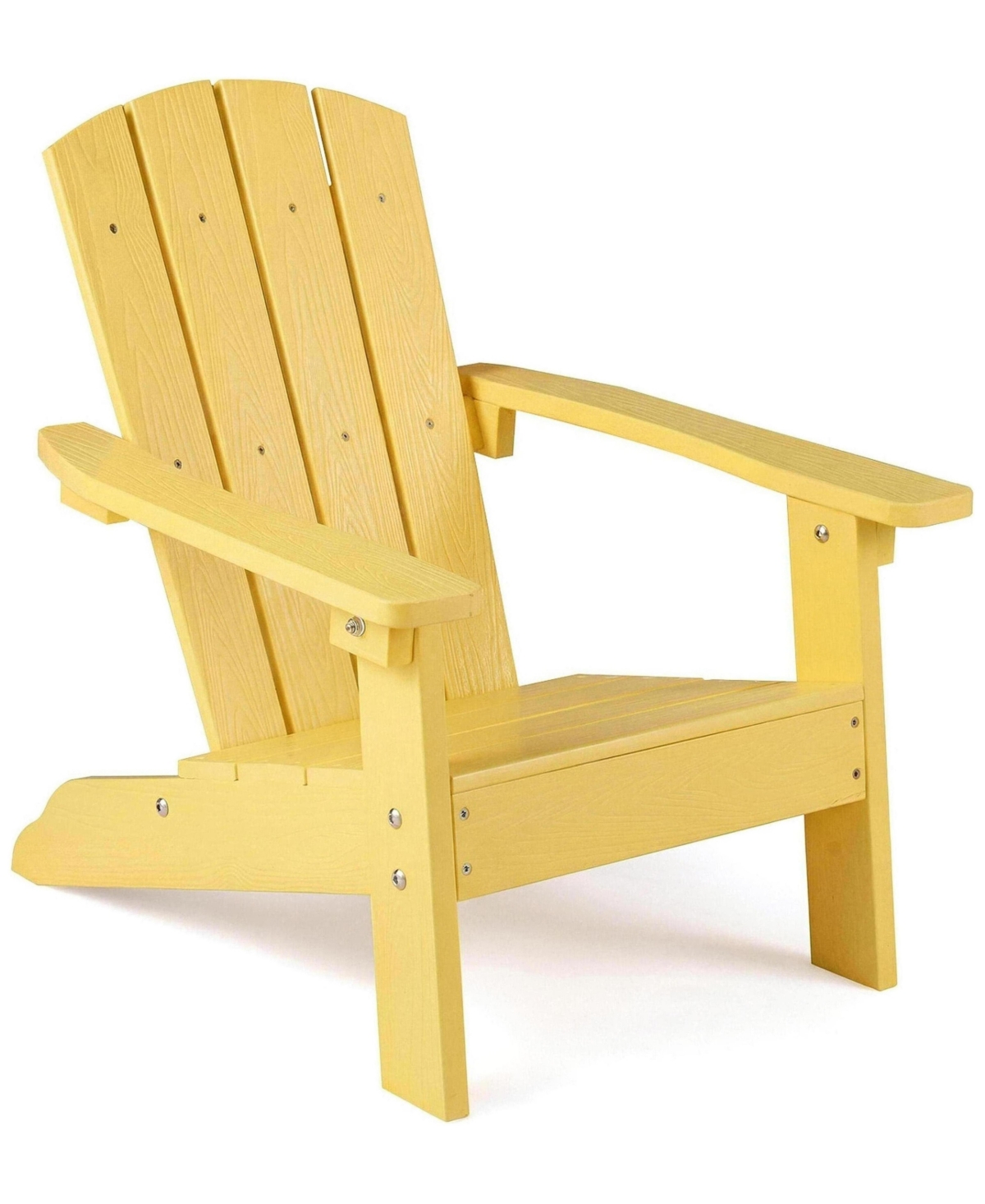 Sugift All-Weather Hdpe Kids Adirondack Chair with High Backrest and Armrests - Yellow