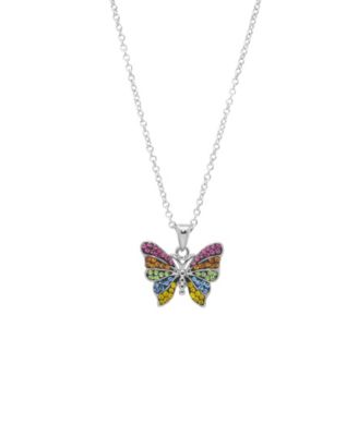 Silver-Tone Crystal Butterfly Pendant Necklace