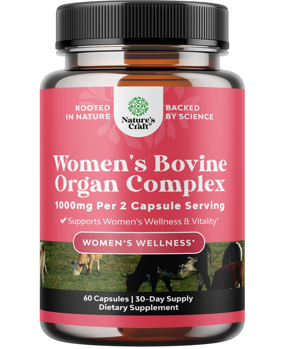 Nature's Craft Women's Bovine Organ Complex Capsules, 60 Count